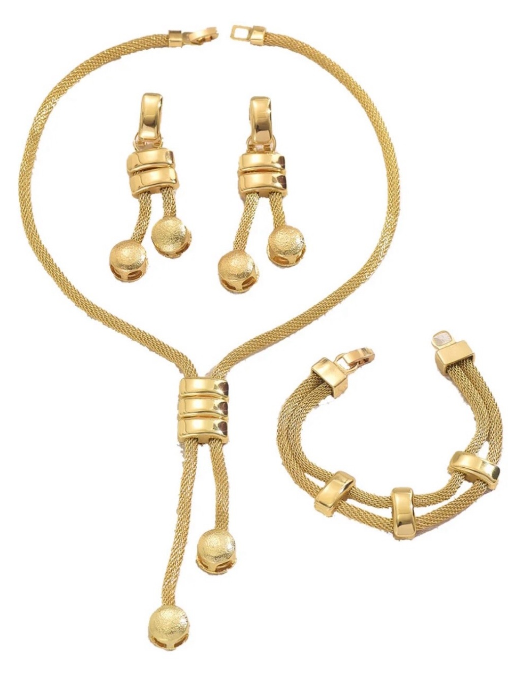 Gold Rope Lariat Necklace, Bracelet, Earring Set - NWOT - Picture 5 of 5
